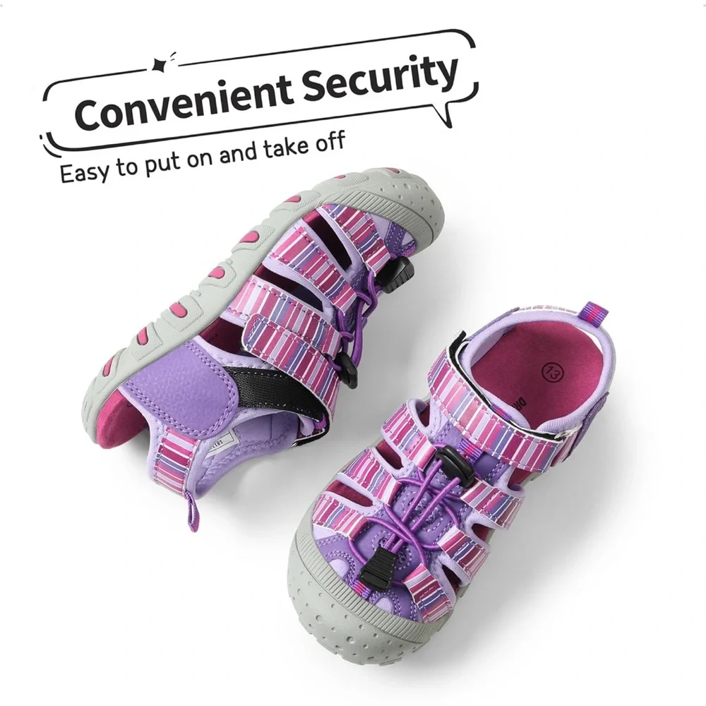 Dream Pairs Kids Striped Purple and Pink Sandals. New in box!